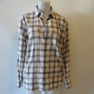 MENS SPURR PLAID CREAM RED BLACK BUTTON DOWN SHIRT